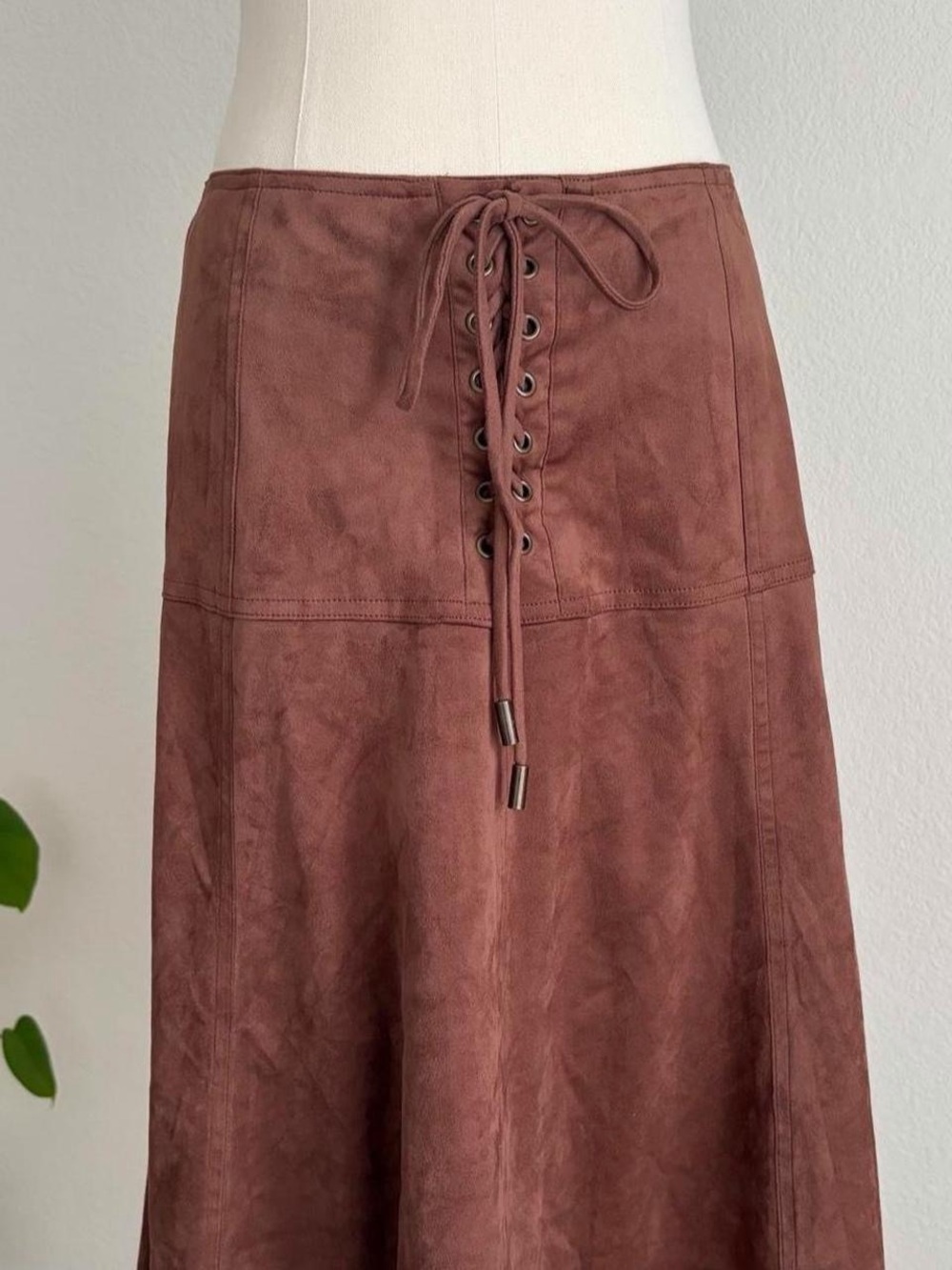Jacquie The Label Faux Suede Lace-Up Midi Skirt - Picture 2 of 8
